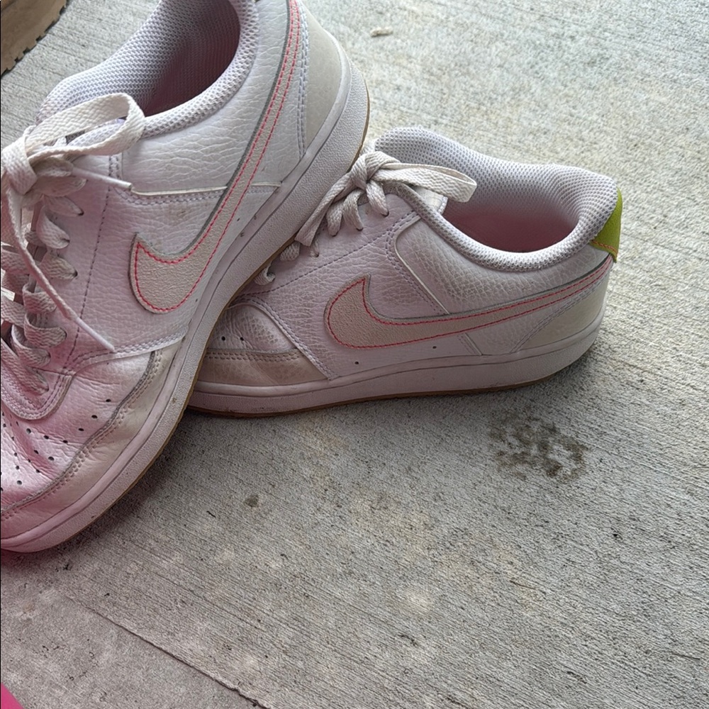 Nike White and Pink Sneakers Classic High-Top Design